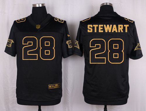 Nike Panthers #28 Jonathan Stewart Black Men's Stitched NFL Elite Pro Line Gold Collection Jersey - Click Image to Close